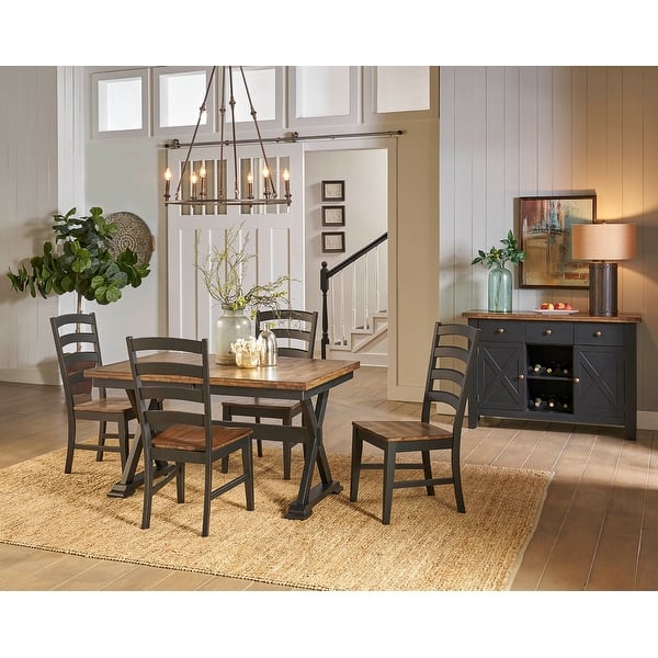 slide 2 of 10, Simply Solid Seldovia Trestle Dining Table with 4 Chairs & Server - 6pc Set