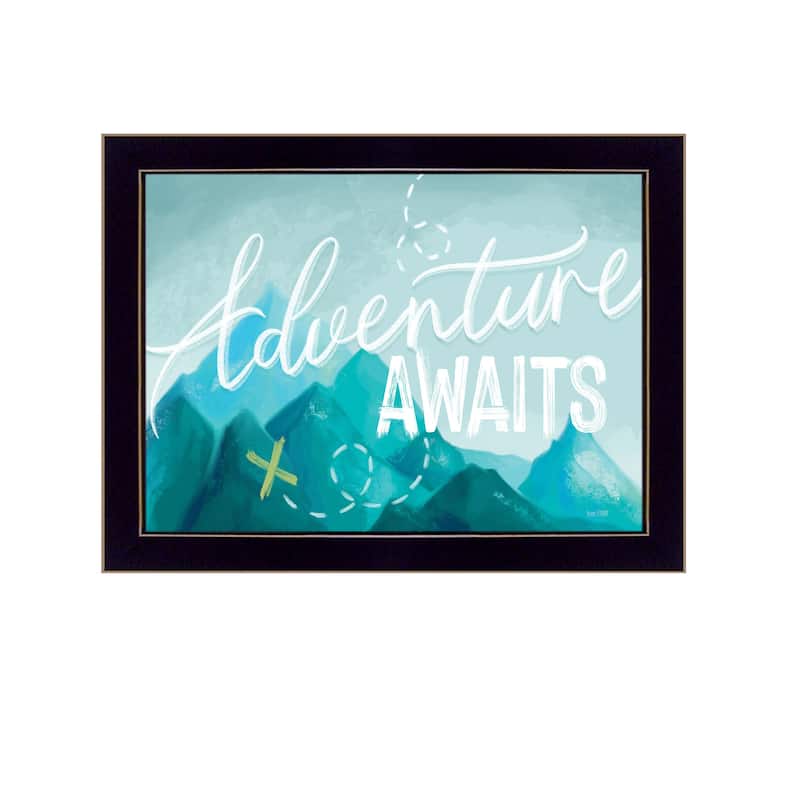 TrendyDecor4U "Adventure Awaits II" Framed Print Wall Art - Black