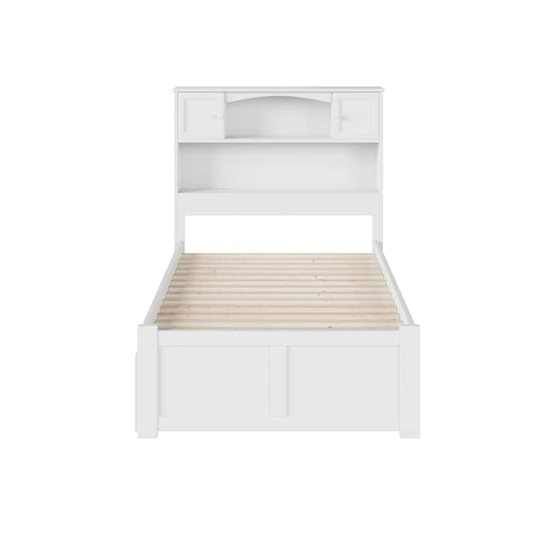 AFI Newport Twin Size Platform Bed with Footboard & Storage Drawers in White
