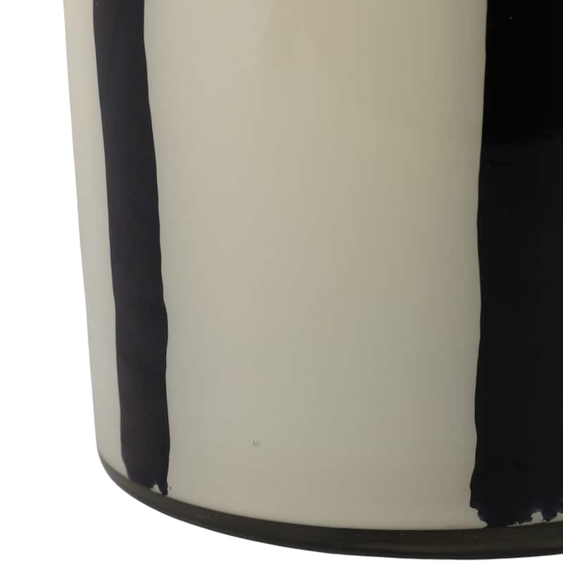 Modern Glass and Wax Decorative Candle with Artisanal Swirl Design - 7" x 7" x 8.5"