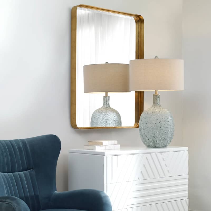 Wooden Framed Beveled Rectangular Wall Mirror - 40" - Gold