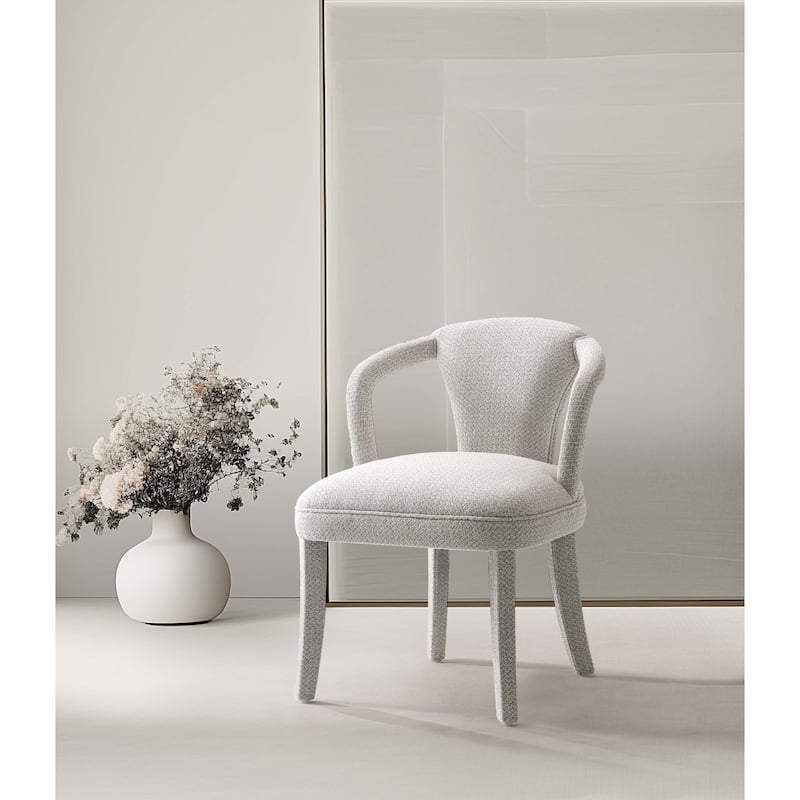 Manhattan Comfort Modern Palmer Tweed Dining Armchair - Silver - Single