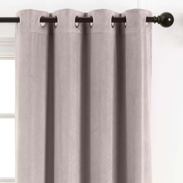 slide 2 of 8, Chanasya Velvet Grommet Window Curtain Panel Pair (Set of 2) W52 x H63 Inches - Gray Taupe