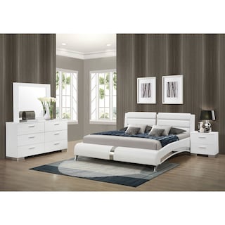 Jeremaine Bedroom Set with Plank Headboard White