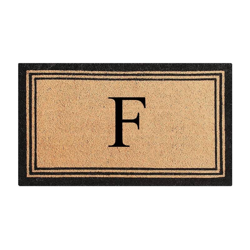 A1HC Pure Natural Coir Monogrammed Heavy Duty PVC Backing Doormat - 24" X 39" - Monogrammed F