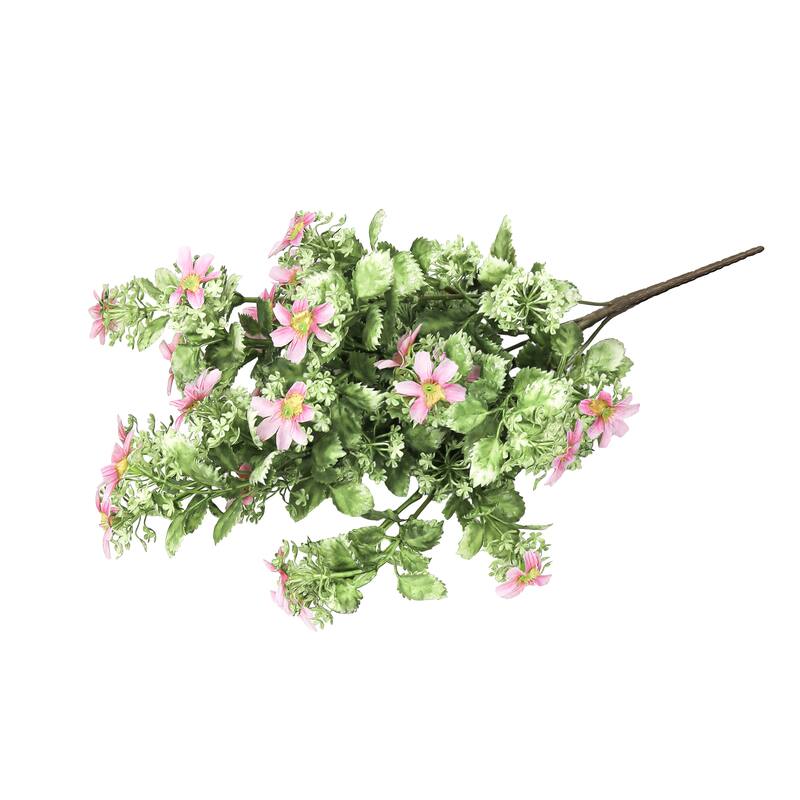 Set of 2 Pink Artificial Wild Daisy Greenery Flower Stem Bush Bouquet 20in - 20" L x 11" W x 11" DP
