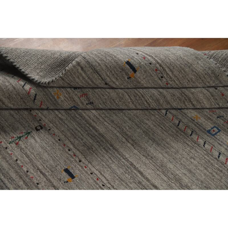 Oriental Grey Gabbeh Indian Area Rug Handmade Wool Carpet - 5'1" x 7'8"