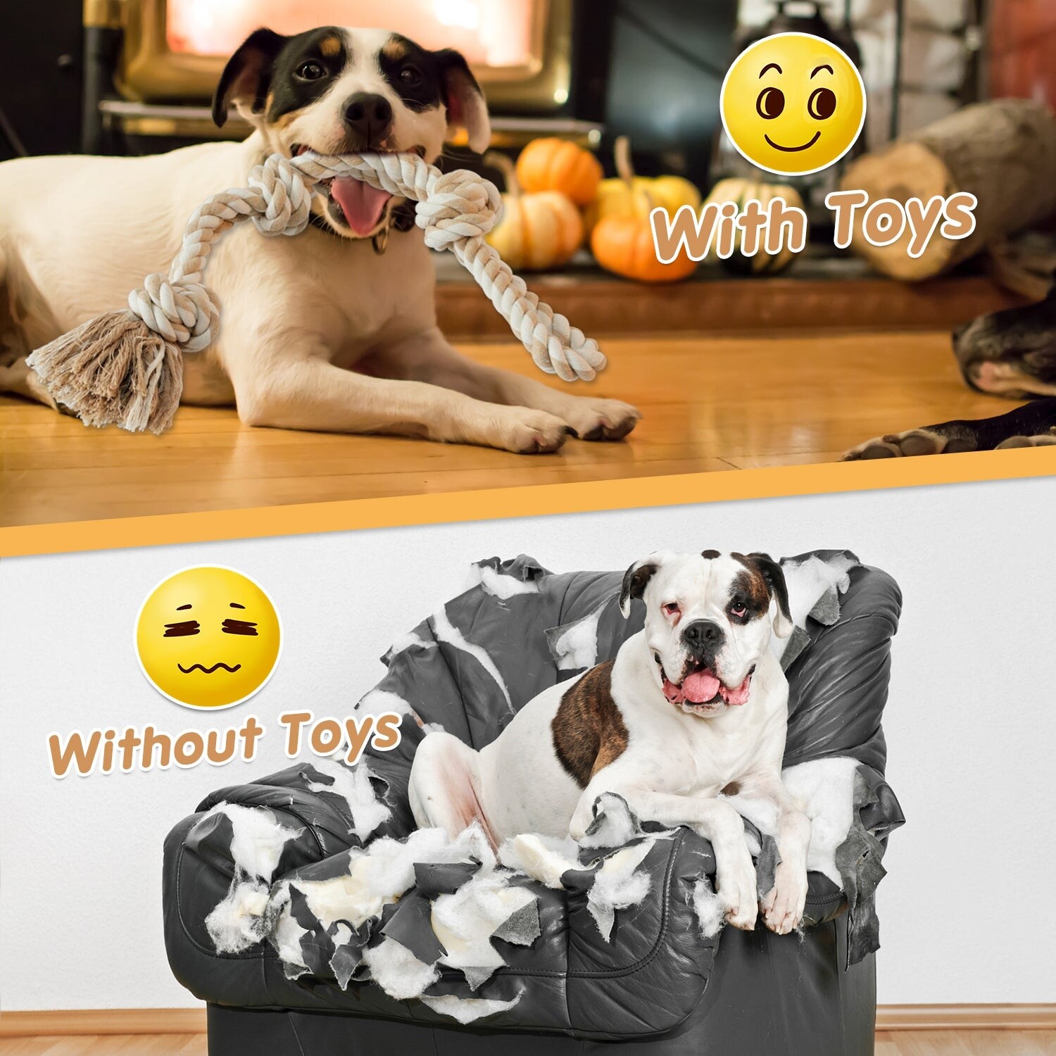 Teeth Cleaning Chew Toys Loncoldy 2-Pack Dog Rope Toys For Aggressive Chewers - Tough Tug Of War & Dog Chew Toys For Teeth Cleaning Medium Large Breeds