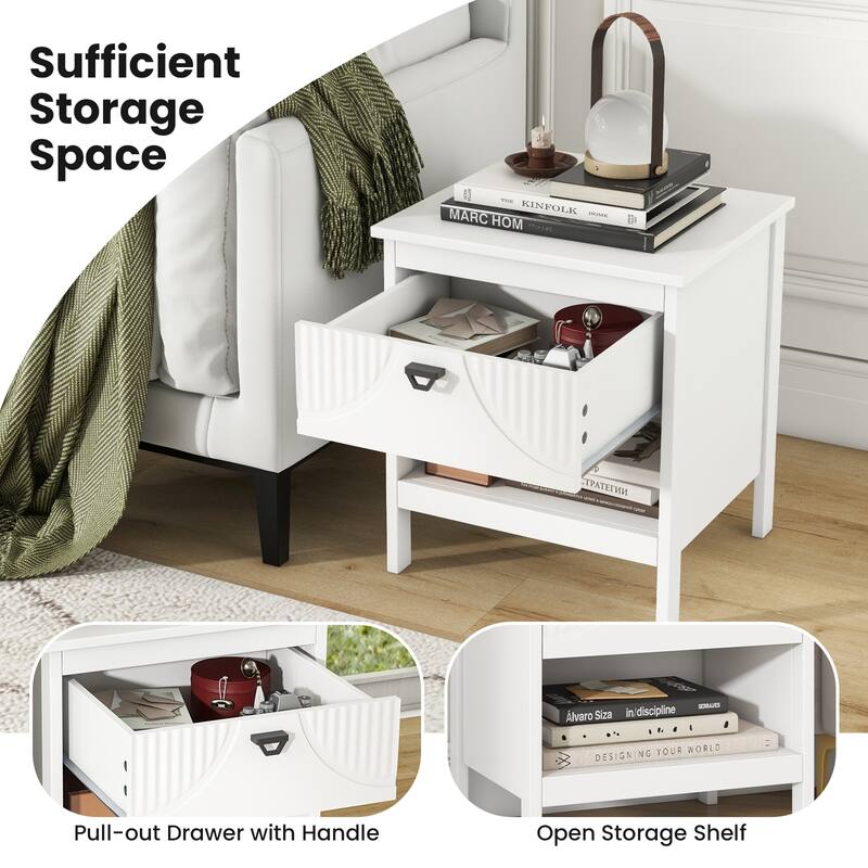 Gymax 2-tier End Table Drawer w/ Open Storage Shelf 2 Tiers Nightstand