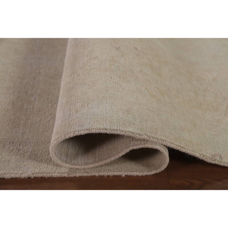 Hand Knotted Oriental 100% Wool Carpet Traditional Distressed Beige & Ivories Kashan Area Rug - 13' 0'' X 9' 4''