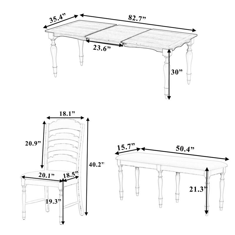 6-Piece Extendable Dining Table Set