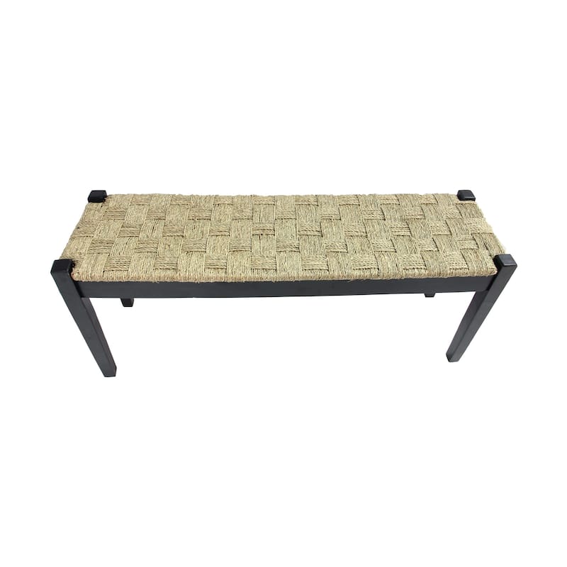 M4H Shambles Solid Wood Natural Seagrass Indoor Bench