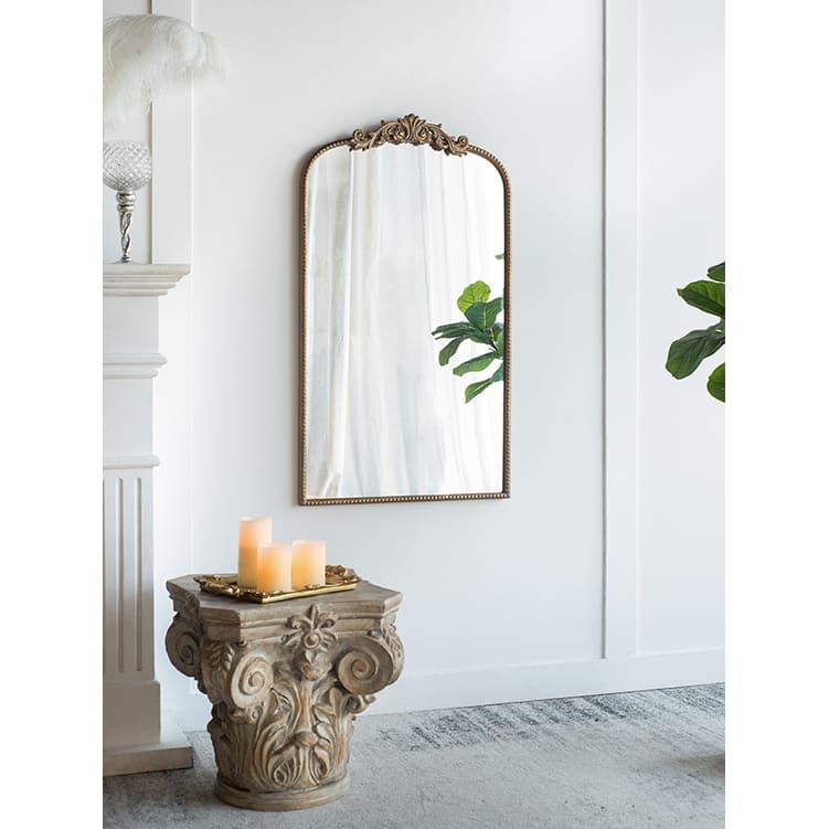 24" x 42" Gold Arch Mirror, Baroque Inspired Wall Decor for Bathroom Bedroom Living Room