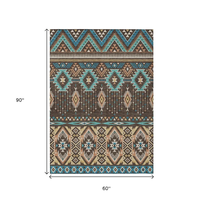 HomeRoots Aztec Transitional Rectangle Outdoor Rug