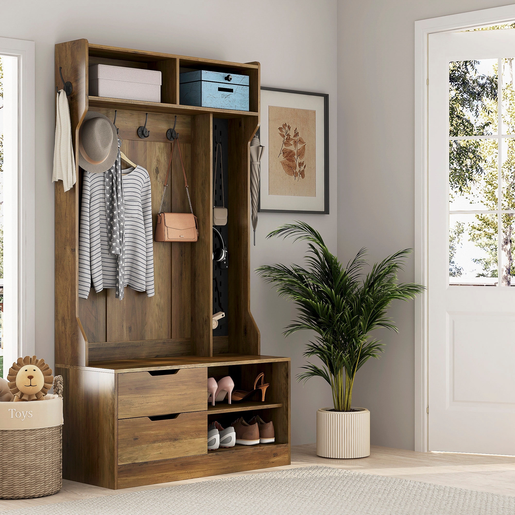 Linon hall tree with storage bench on sale