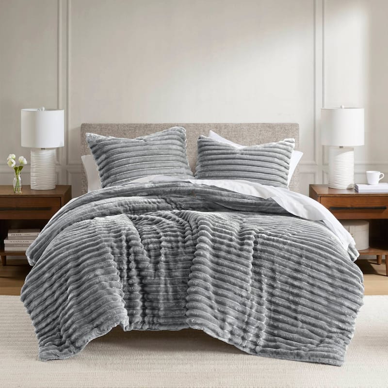Chelsea Square Avril Fluffy Ribbed Plush Comforter Set