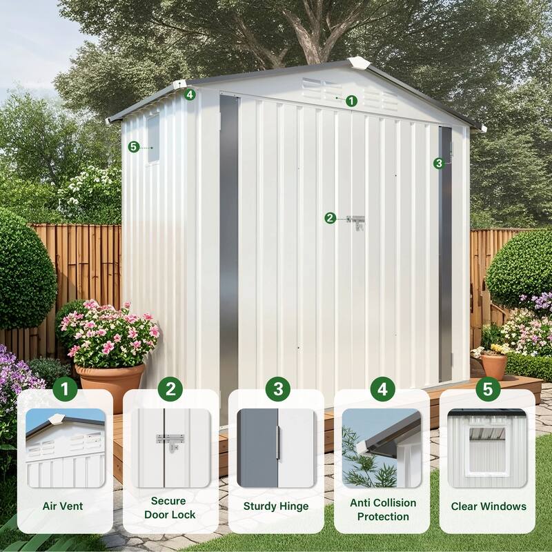 6X4 FT Metal Outdoor Storage Shed,Tool Shed with Positive Window and Lockable Door Compact Metal Tool Shed