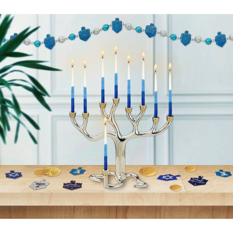 Premium Menorah Hanukkah Candles - 5.25" - Blue and White - 45ct