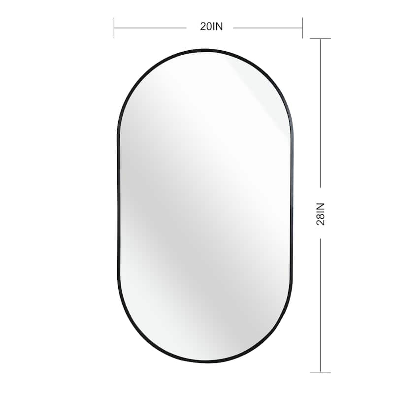 Black 20" x 28" Metal Oval Mirror