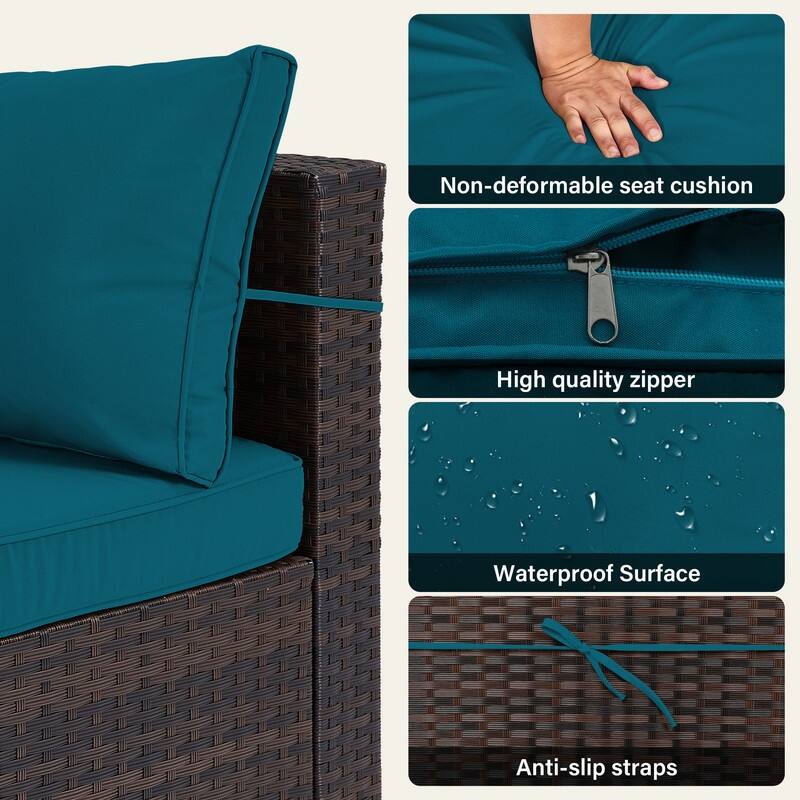 Patio Watcher 5-Piece Wicker Patio Conversation Set with Cushions