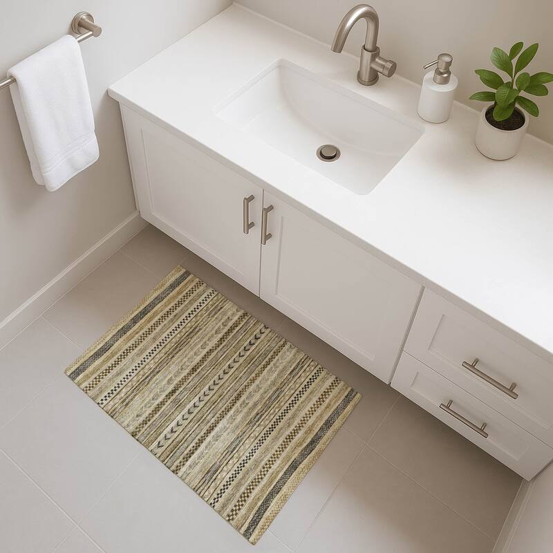 Premium Washable Super Soft Boho Stripes Mayfield Rug - Chocolate - 1'8" x 2'6"