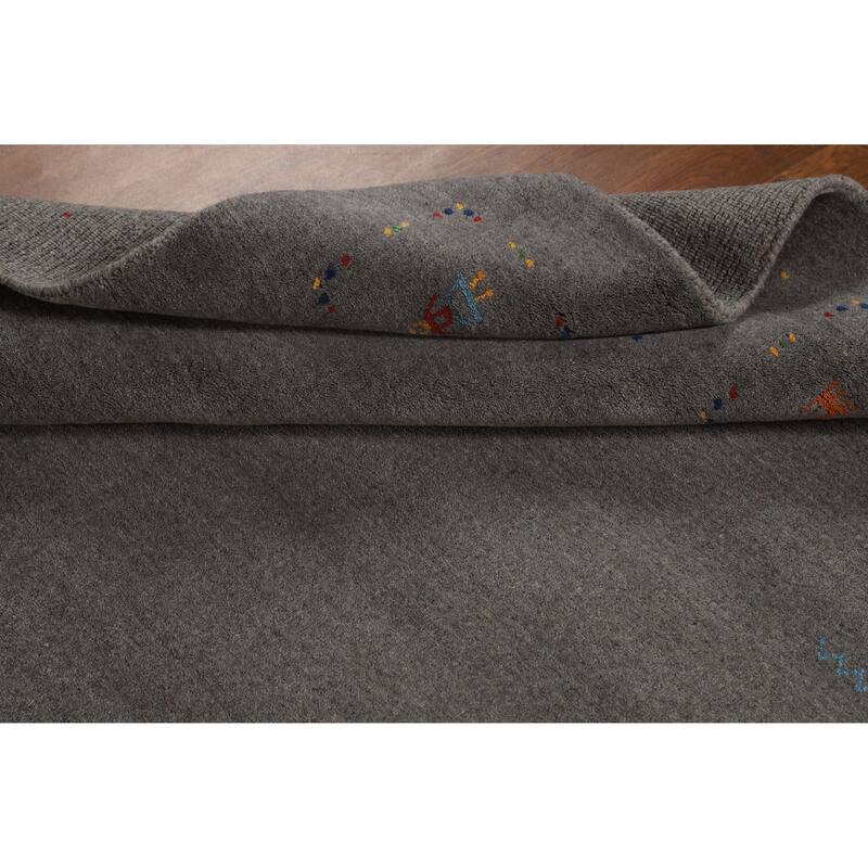 Hand Knotted Oriental 100% Wool Carpet Tribal Tribal Greys & Charcoal Gabbeh Area Rug - 8' 3'' X 5' 1''