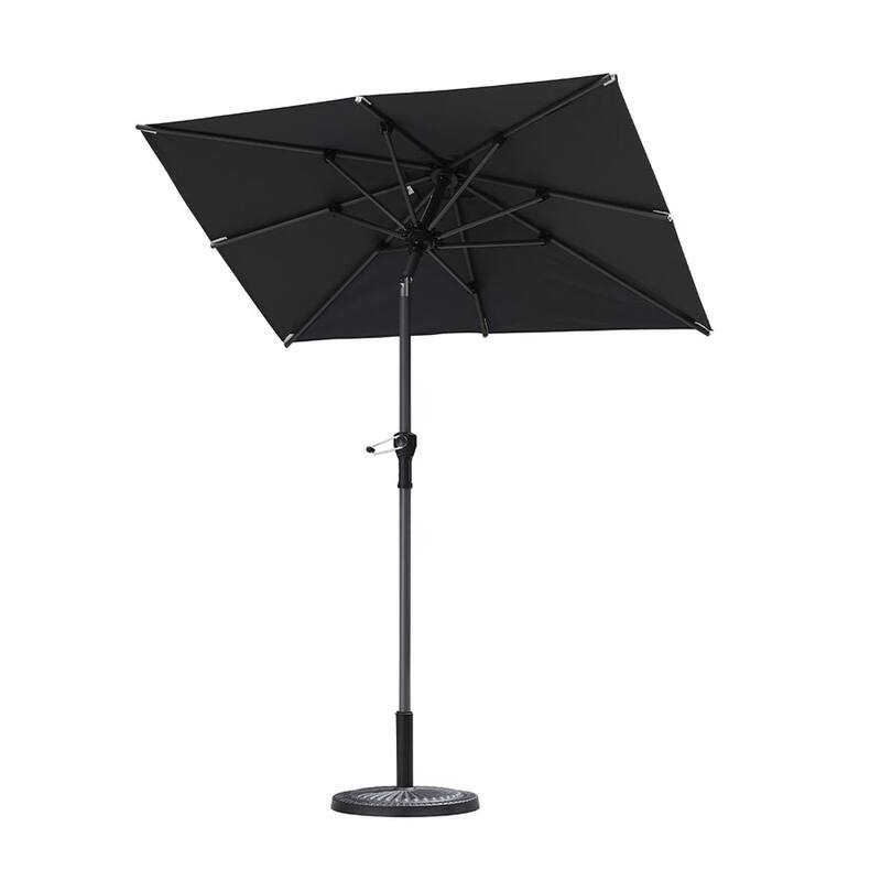 PURPLE LEAF Heavy-duty Crank and Tilt Table Umbrella Outdoor Patio Market Umbrella - 4x6ft-Grey