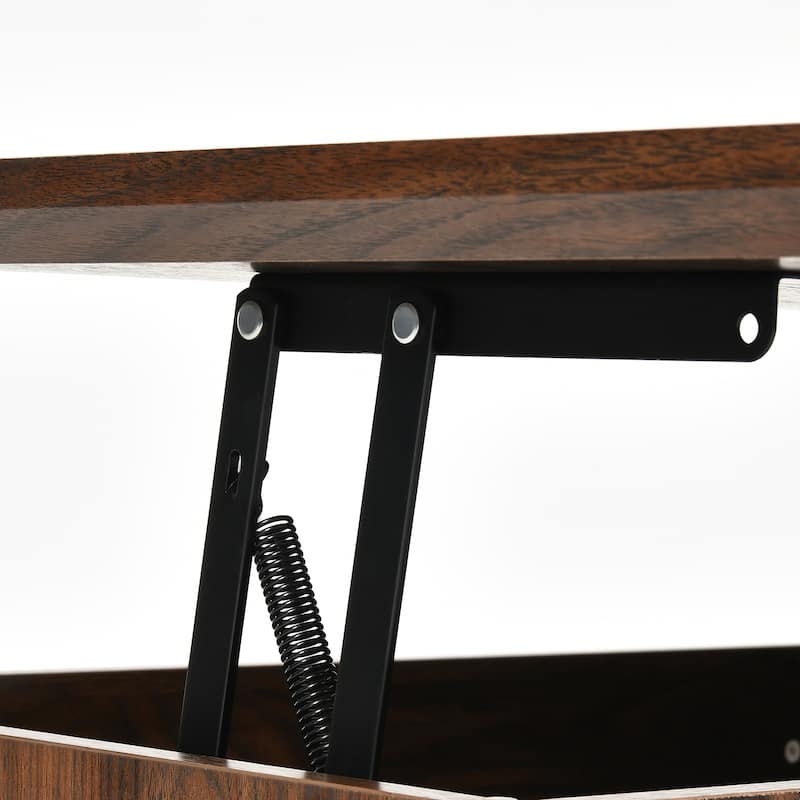 Moasis Lift Top Coffee Table with Hidden Storage and Shelves Farmhouse Sliding Barn Doors