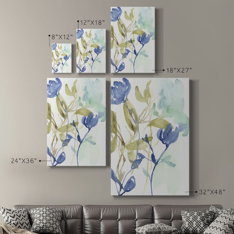 Cobalt & Olive Bouquet I Premium Gallery Wrapped Canvas - Ready to Hang