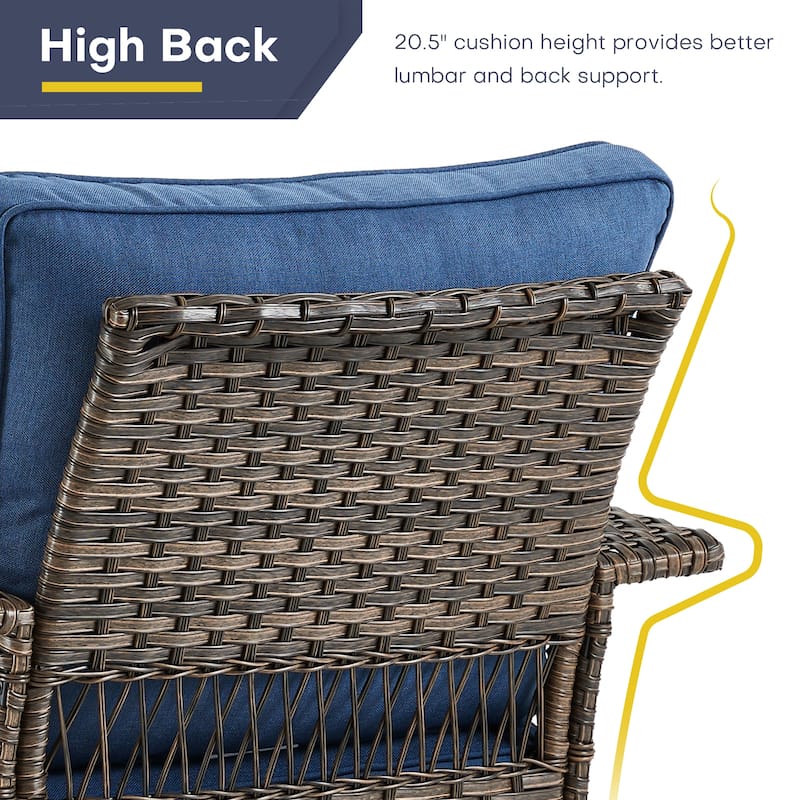 Gymojoy 3PCS Patio Rattan Wicker Chair with Coffee Table - Brown
