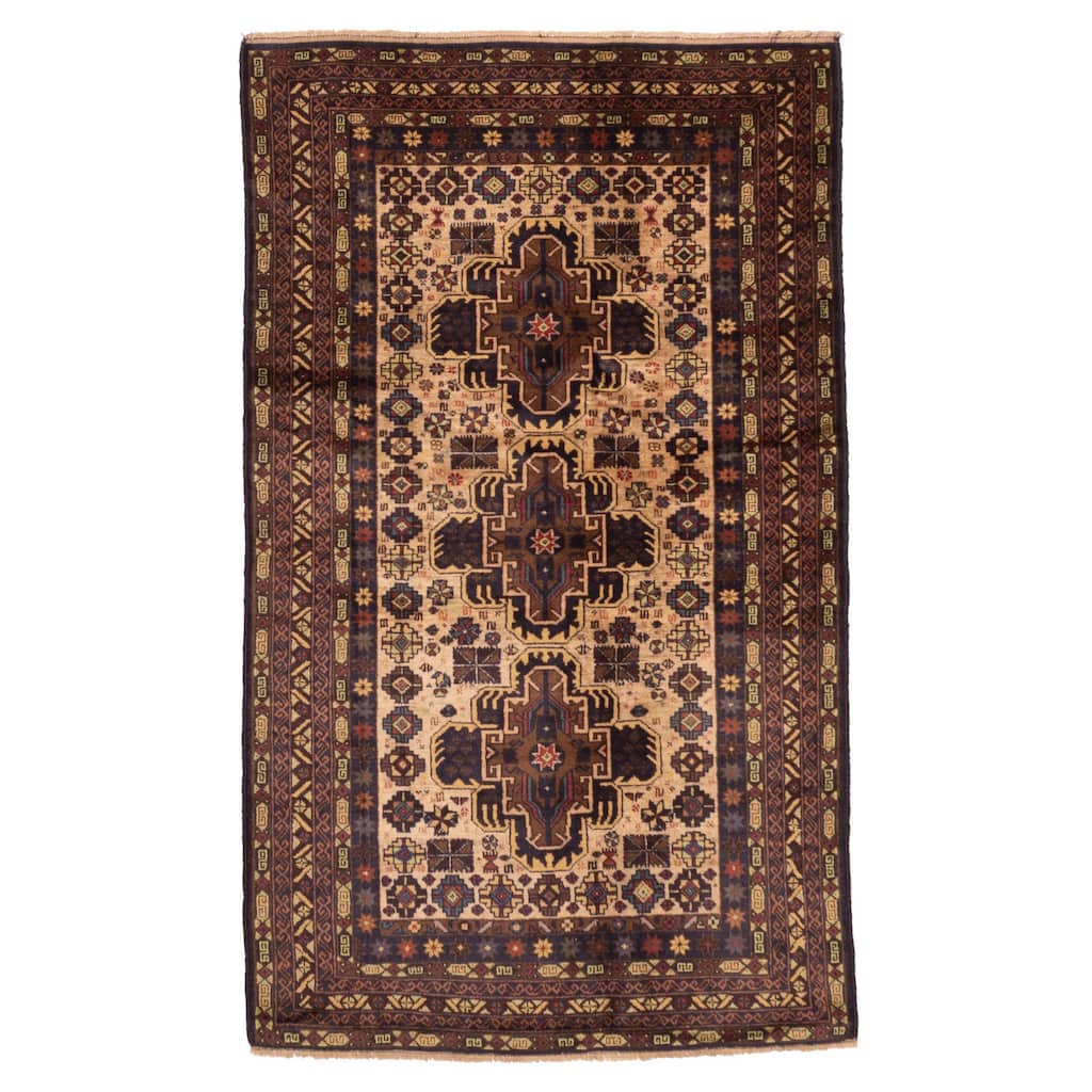 ECARPETGALLERY Hand-knotted Teimani Beige Wool Rug - 3'8 x 6'3