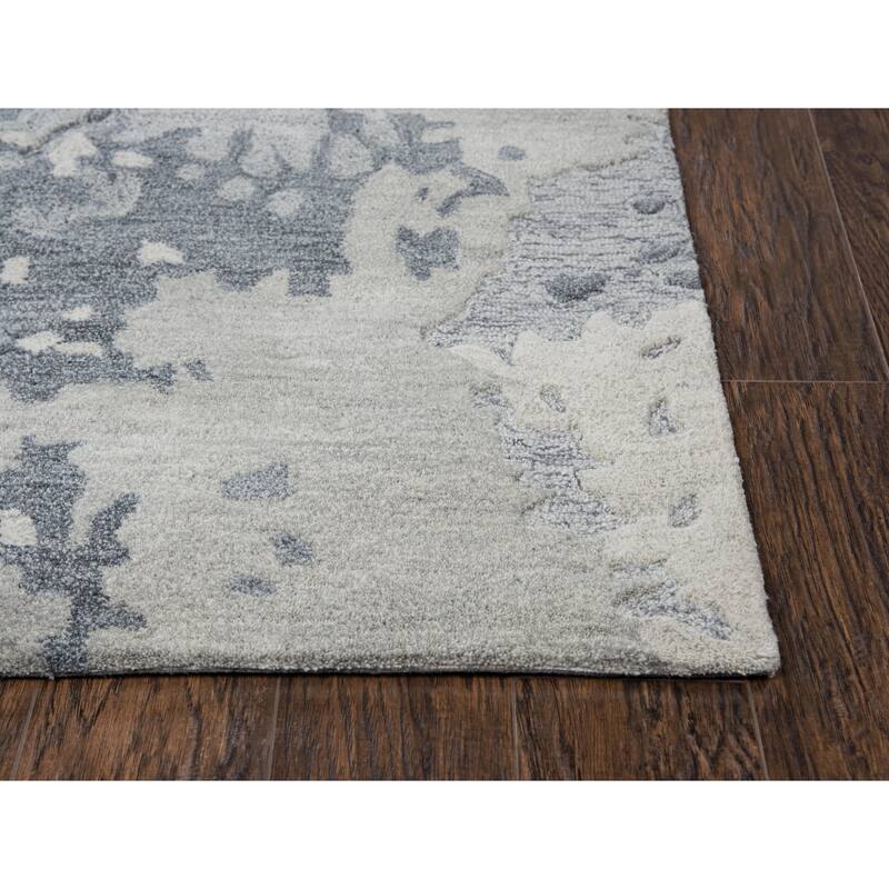 Alora Decor Flare Abstract Grey, and Cream Hand-tufted Wool Rug