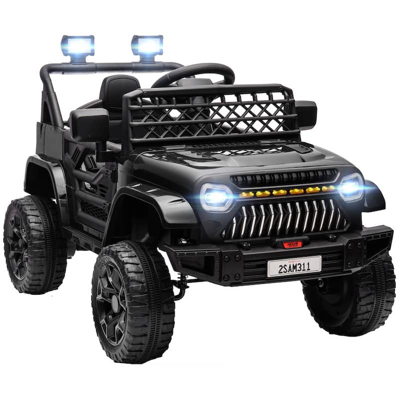 12V Kids Electric Car with Parent Remote Control, Black Ride-On Car Off-Road Toy Car with Music & 3 Speeds