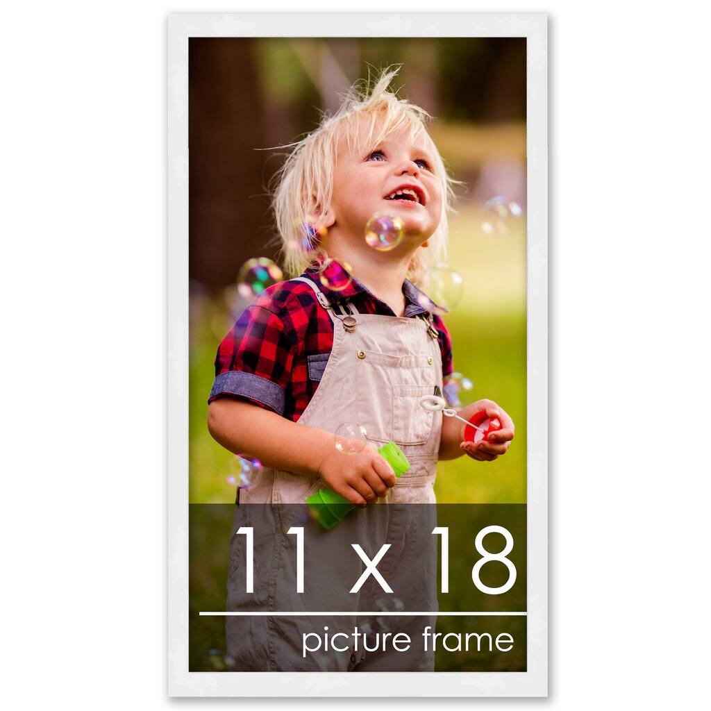 11x18 White Wood Picture Frame - UV Acrylic, Foam Board Backing, Hanging Hardware
