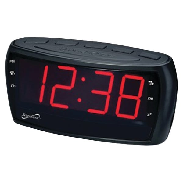 Supersonic sc-379 digital am/fm dual alarm clock radio with jumbo digital display. Opens flyout.