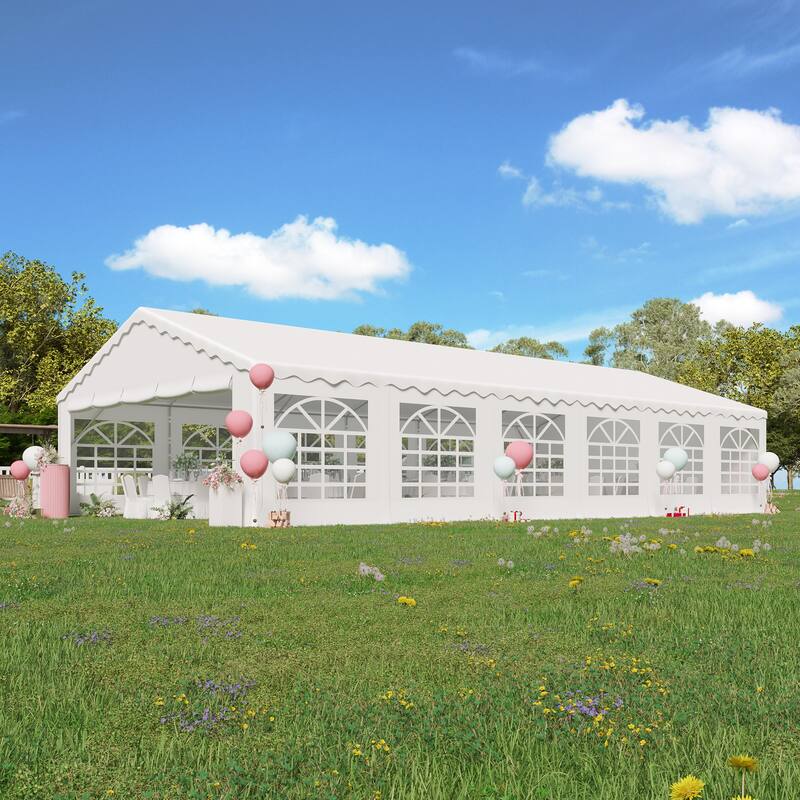 EROMMY 20x40 White Party Shelter Pavilion Tent with Adjustable Sidewalls for Outdoor Use