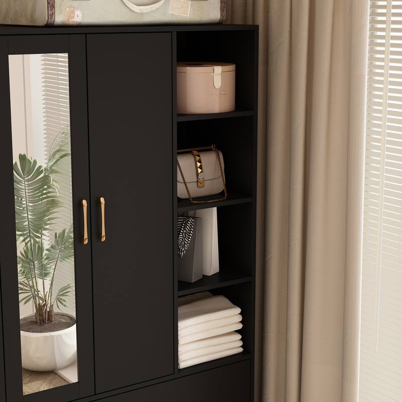 Scalable Hanging Rod Wardrobe Closet Armoire Mirror Space Saving
