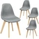 preview thumbnail 2 of 7, Costway Set Of 4 Dining Chair Fabric Cushion Seat Modern Mid Century W/Wood Legs Grey