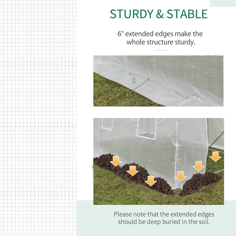 Outsunny Replacement Greenhouse Cover Tarp with Windows for Ventilation & Zipper Door, White