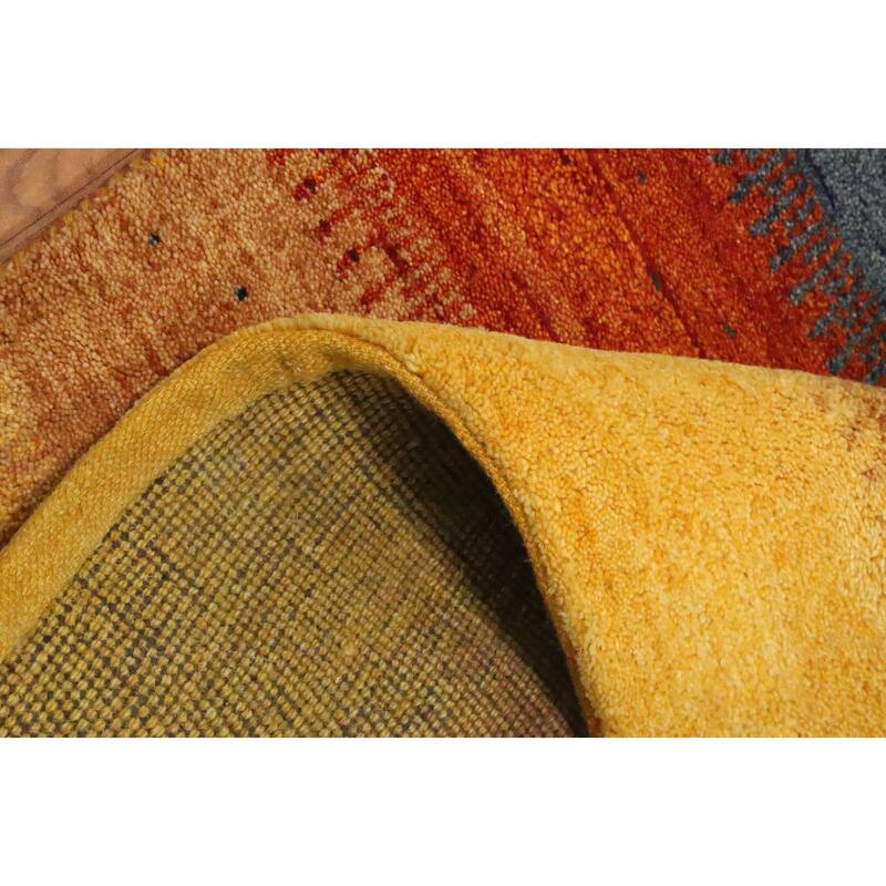 Hand Knotted Oriental 100% Wool Carpet Modern Stripe Multi-Colored Gabbeh Area Rug - 5' 10'' X 2' 9''