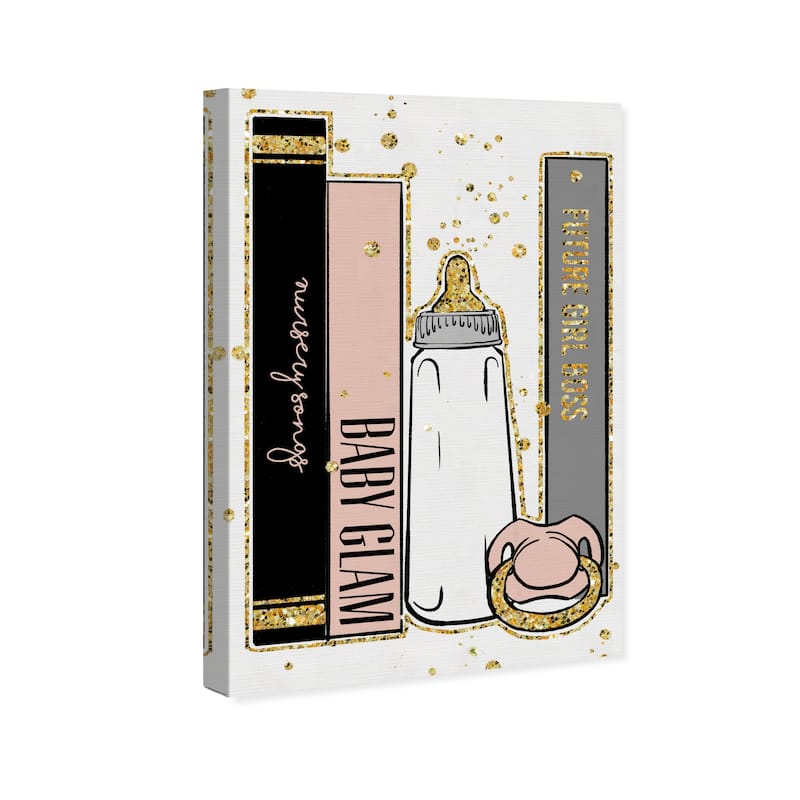 Wynwood Studio Canvas Fashion and Glam Baby Glam Books Black and Light Pink Glam Wall Art Canvas Print