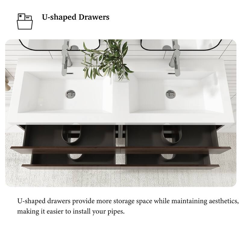 Floating Bathroom Vanity with two Resin Top