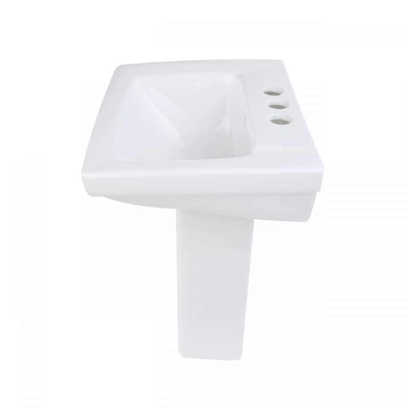 WeeWash Child Pedestal Sinks 16" Wide White Porcelain Pedestal Sink with Centerset Faucet Holes (Set of 2) Renovators Supply