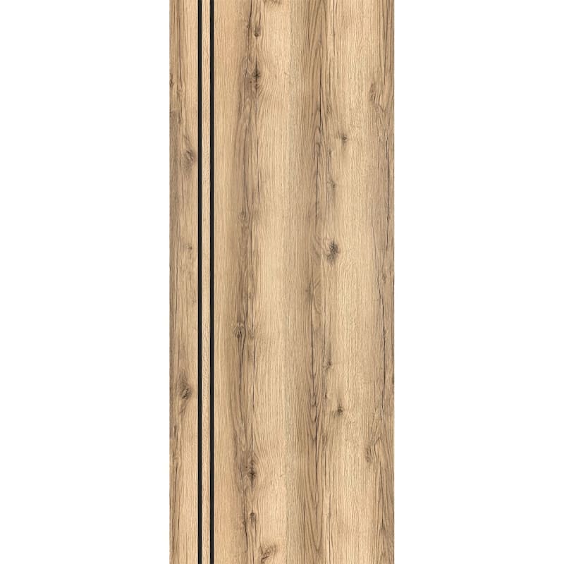 French Pocket Door 28 x 80 with Planum 0016 Oak with Kit Trims Rail - 18" x 80"