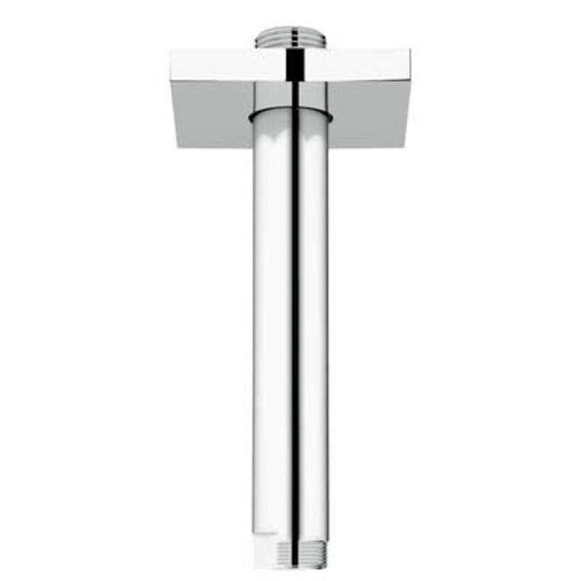 Grohe 6" Ceiling Shower Arm with Square Flange and 1/2" Threaded - Starlight Chrome - Starlight Chrome