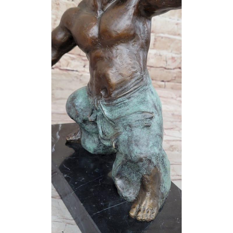 Abstract Tai Chi Shaolin Monk Balancing Weights - Original Bronze Sculpture By Milo