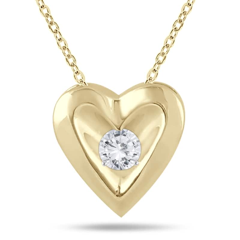 Marquee 1/4 Carat Diamond Heart Solitaire Pendant in 10K Yellow Gold