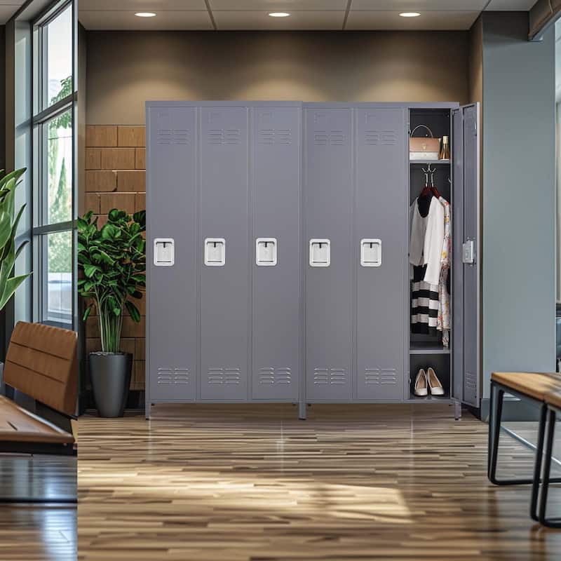 3-Door 72"H Metal Storage Locker Cabinet With Lock