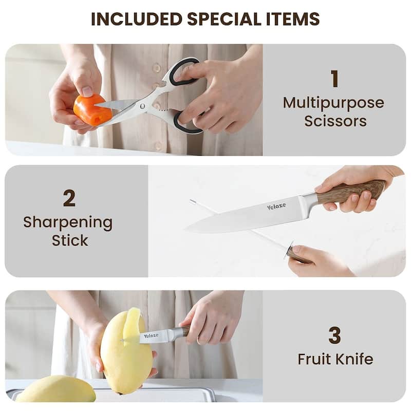 Velaze Aperol 8 pcs Knife Block Set with Storage