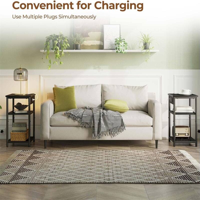End Table with Charging Station - 11.8"D x 13.4"W x 22.8"H